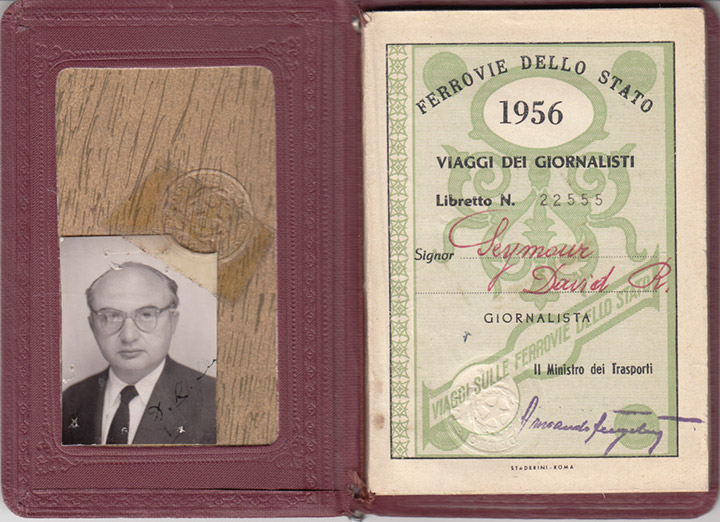 Chim’s 1956 journalist pass from Italy’s State Railways, © Chim Archive