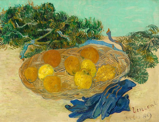 Vincent van Gogh, "Still Life of Oranges and Lemons with Blue Gloves, Arles," January 1889, oil on canvas, National Gallery of Art, Washington, Collection of Mr. and Mrs. Paul Mellon
