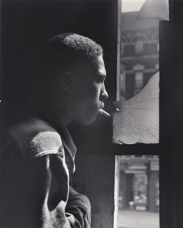 Gordon Parks, Trapped in abandoned building by a rival gang on street, Red Jackson ponders his next move, 1948, gelatin silver print, National Gallery of Art, Washington, Corcoran Collection (The Gordon Parks Collection)