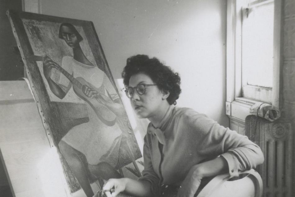 Elizabeth Catlett in her studio, 1942