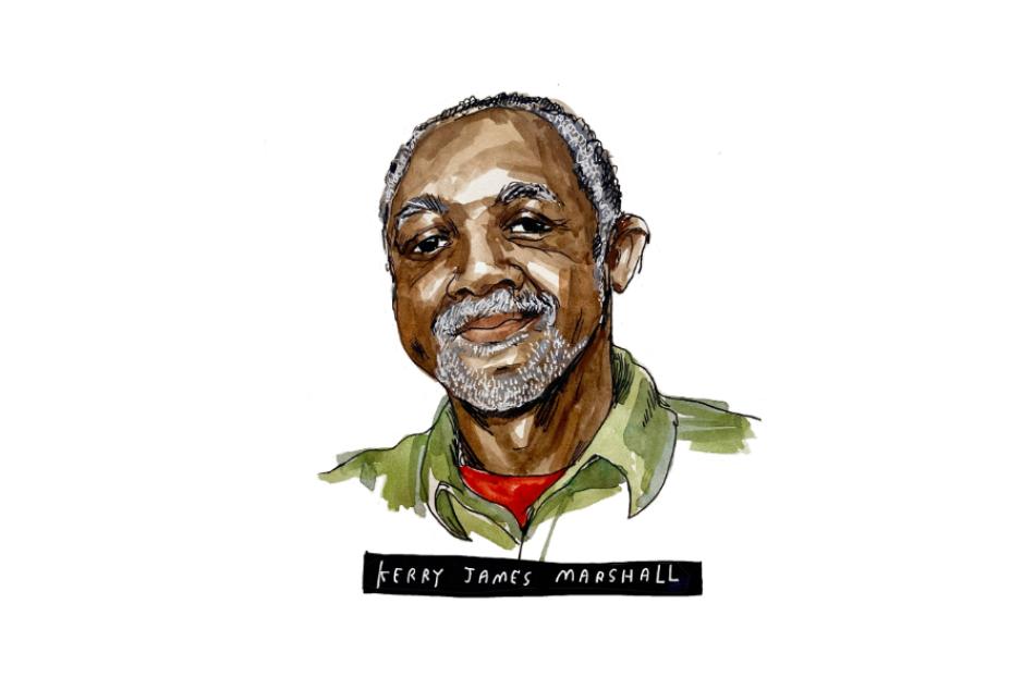 Wendy MacNaughton's watercolor and ink illustration of Kerry James Marshall