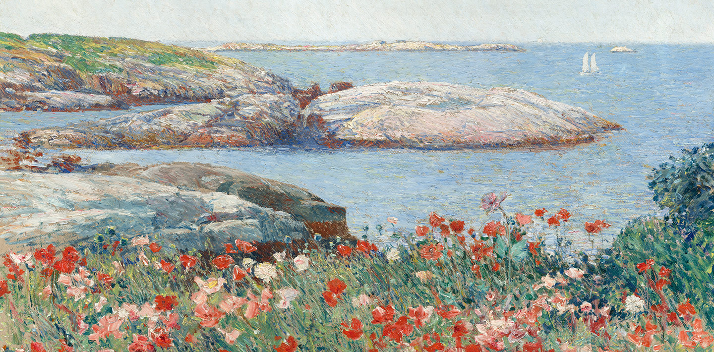 Childe Hassam (painter), Poppies, Isles of Shoals 1891 oil on canvas overall: 50.2 x 61 cm (19 3/4 x 24 in.) framed: 73.5 x 83.8 x 6.7 cm (28 15/16 x 33 x 2 5/8 in.)