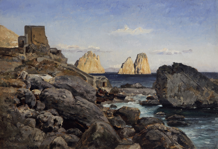 Image of the painting View of Faraglioni near Capri, oil on wood panel