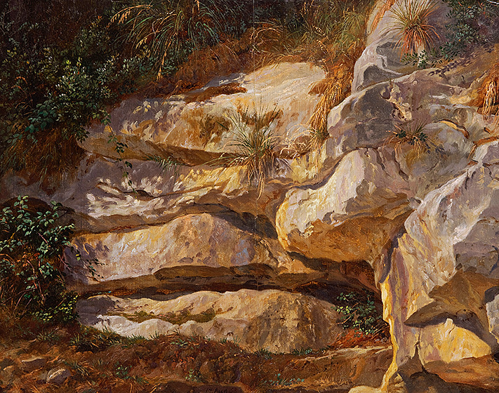 Image of the painting Limestone Rocks, Sorrento, 1858, oil on paper