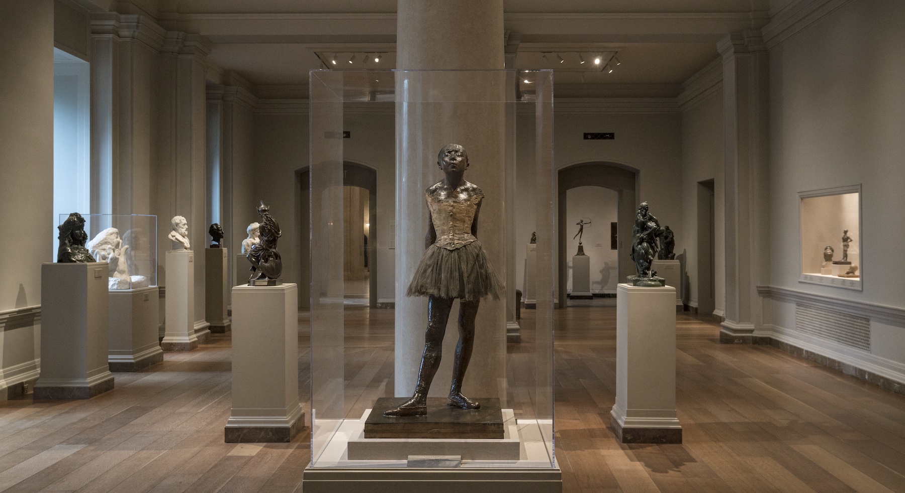 Photograph of Degas's "Little Dancer" on display at the National Gallery of Art