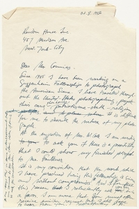 Robert Frank to Saxe Commins, October 8, 1956