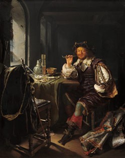 Frans van Mieris An Interior with a Soldier Smoking a Pipe, c.1665 oil on panel 32.4 x 25.4 cm (12 3/4 x 10 in.) National Gallery of Art, Washington The Lee and Juliet Folger Fund/The Folger Fund